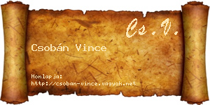 Csobán Vince névjegykártya